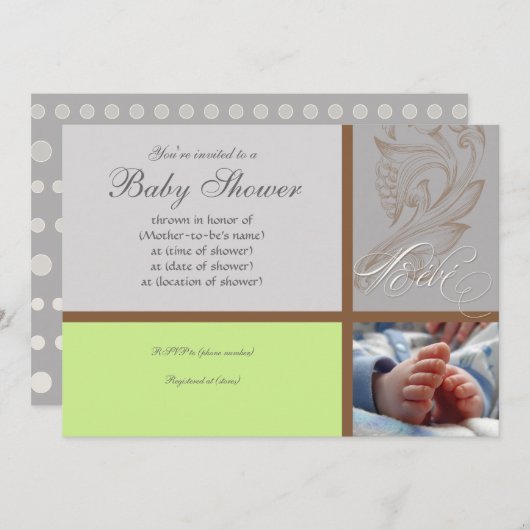 Moderne Werveling in Polka Dot - Baby Boy Shower U Kaart (Voorkant / Achterkant)