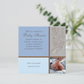 Moderne Werveling in Polka Dot - Baby Boy Shower U Kaart (Staand voorkant)