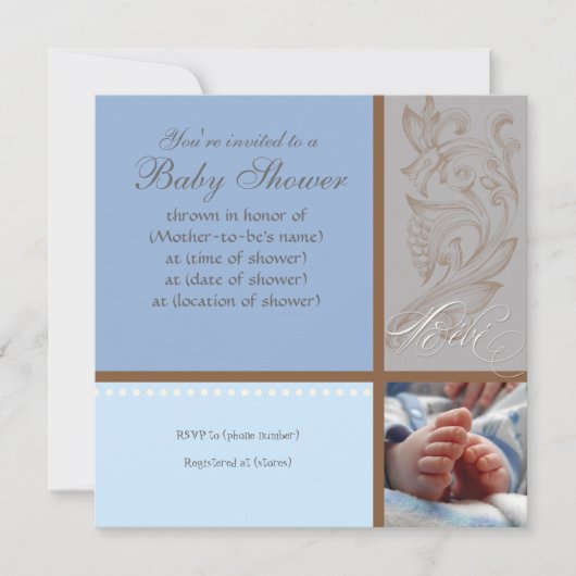 Moderne Werveling in Polka Dot - Baby Boy Shower U Kaart (Voorkant)