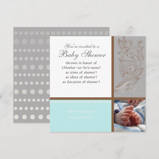 Moderne Werveling in Polka Dot - Baby Boy Shower U Kaart (Voorkant / Achterkant)