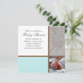 Moderne Werveling in Polka Dot - Baby Boy Shower U Kaart (Staand voorkant)