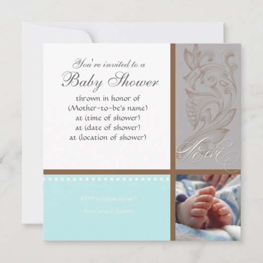 Moderne Werveling in Polka Dot - Baby Boy Shower U Kaart (Voorkant)