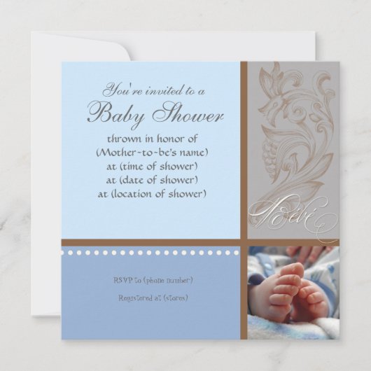 Moderne Werveling in Polka Dot - Baby Boy Shower U Kaart (Voorkant)