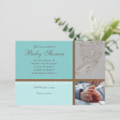 Moderne Werveling in Polka Dot - Baby Boy Shower U Kaart (Staand voorkant)