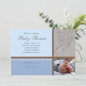 Moderne Werveling in Polka Dot - Baby Boy Shower U Kaart (Staand voorkant)