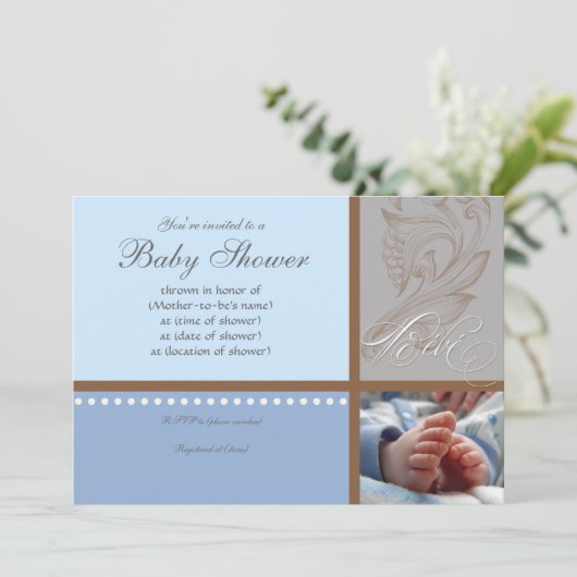 Moderne Werveling in Polka Dot - Baby Boy Shower U Kaart (Staand voorkant)