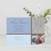 Moderne Werveling in Polka Dot - Baby Boy Shower U Kaart (Staand voorkant)