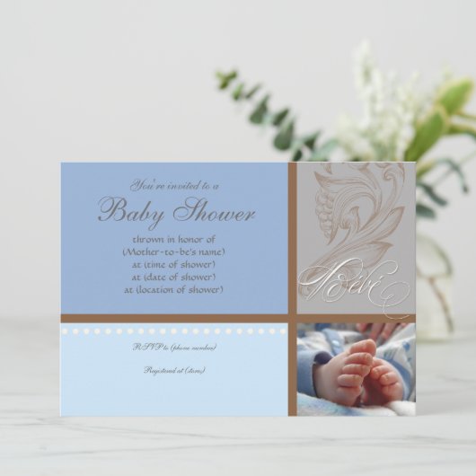 Moderne Werveling in Polka Dot - Baby Boy Shower U Kaart (Staand voorkant)