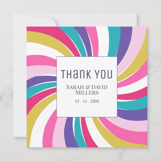 Moderne werveling Levendige bruiloft Bedankkaart (Voorkant)