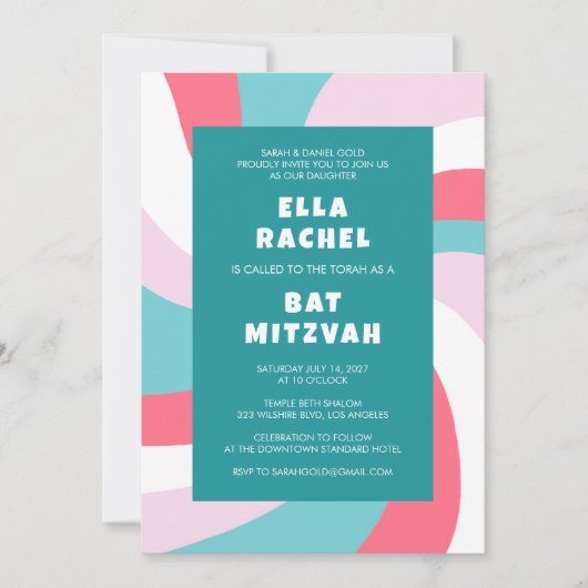 Moderne wervelster van David Custom Bar Bat Mitzva Kaart (Voorkant)