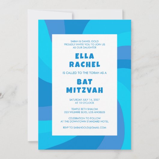 Moderne wervelster van David Custom Bar Bat Mitzva Kaart (Voorkant)