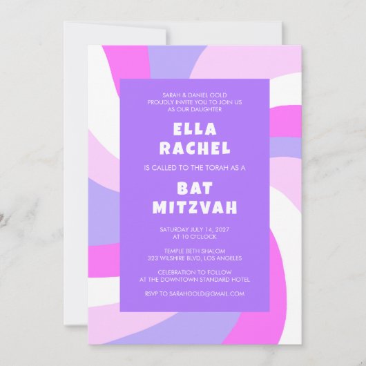 Moderne wervelster van David Custom Bar Bat Mitzva Kaart (Voorkant)