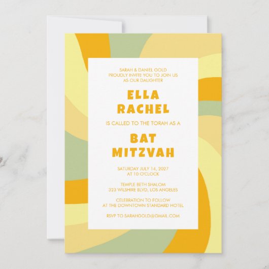 Moderne wervelster van David Custom Bar Bat Mitzva Kaart (Voorkant)