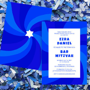 Moderne wervelster van David Custom Bar Bat Mitzva Kaart