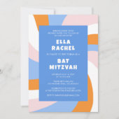 Moderne wervelster van David Custom Bar Bat Mitzva Kaart (Voorkant)