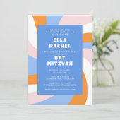 Moderne wervelster van David Custom Bar Bat Mitzva Kaart (Staand voorkant)