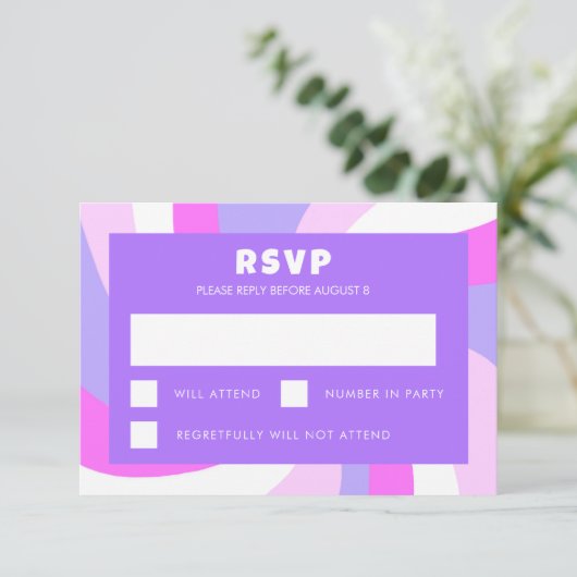 Moderne wervelster van David Custom Bar Bat Mitzva RSVP Kaartje (Staand voorkant)