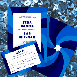 Moderne wervelster van David Custom Bar Bat Mitzva RSVP Kaartje