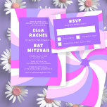 Moderne wervelster van David Custom Bar Bat Mitzva RSVP Kaartje<br><div class="desc">Perfecte RSVP-kaart voor een bat mitswa, bar mitswa of andere Joodse viering! Met de hand gemaakte kunst voor jou. VOLLEDIG ! Klik hierboven op "Personaliseren" om de tekst te bewerken. Klik op "bewerken met het ontwerpgereedschap" om de lettertypen, kleuren en plaatsingen aan te passen en om het ontwerp van de...</div>