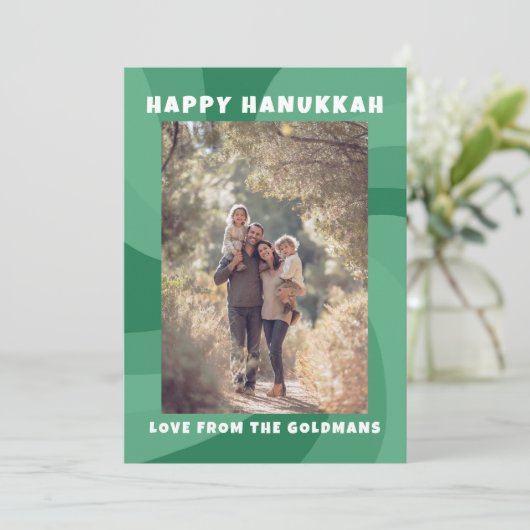 Moderne wervelster van David HAPPY HANUKKAH CUSTOM Feestdagenkaart (Staand voorkant)