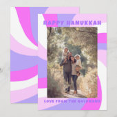Moderne wervelster van David HAPPY HANUKKAH CUSTOM Feestdagenkaart (Voorkant / Achterkant)