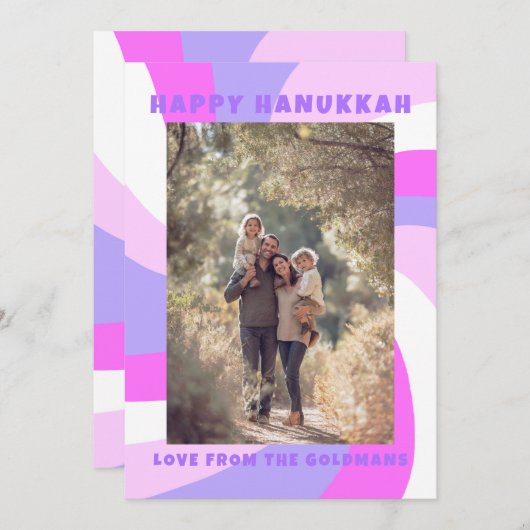 Moderne wervelster van David HAPPY HANUKKAH CUSTOM Feestdagenkaart (Voorkant / Achterkant)