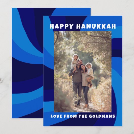 Moderne wervelster van David HAPPY HANUKKAH CUSTOM Feestdagenkaart (Voorkant / Achterkant)