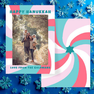 Moderne wervelster van David HAPPY HANUKKAH CUSTOM Feestdagenkaart