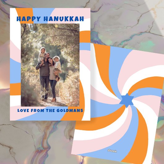 Moderne wervelster van David HAPPY HANUKKAH CUSTOM Feestdagenkaart