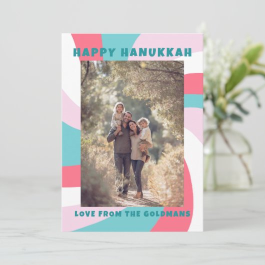Moderne wervelster van David HAPPY HANUKKAH CUSTOM Feestdagenkaart (Staand voorkant)