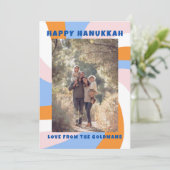 Moderne wervelster van David HAPPY HANUKKAH CUSTOM Feestdagenkaart (Staand voorkant)