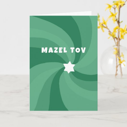 Moderne wervelster van David MAZEL TOV Bar Mitzvah Kaart (Gele Bloem)