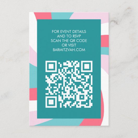 Moderne wervelster van David QR Code Bar Bat Mitsw Informatiekaartje (Voorkant)
