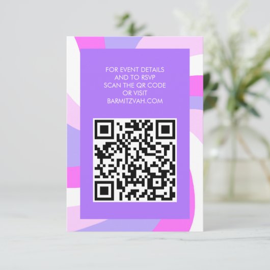 Moderne wervelster van David QR Code Bar Bat Mitsw Informatiekaartje (Staand voorkant)