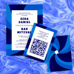 Moderne wervelster van David QR Code Bar Bat Mitsw Informatiekaartje<br><div class="desc">Perfecte behuizing of RSVP-kaart voor een bat mitswa, bar mitswa of andere Joodse viering! Met de hand gemaakte kunst voor jou. VOLLEDIG ! Klik hierboven op "Personaliseer" om de tekst te bewerken en uw link toe te voegen aan de QR-code. Klik op "bewerken met het ontwerpgereedschap" om de lettertypen, kleuren...</div>
