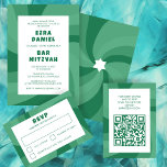 Moderne wervelster van David QR Code Bar Bat Mitsw Informatiekaartje<br><div class="desc">Perfecte behuizing of RSVP-kaart voor een bat mitswa, bar mitswa of andere Joodse viering! Met de hand gemaakte kunst voor jou. VOLLEDIG ! Klik hierboven op "Personaliseer" om de tekst te bewerken en uw link toe te voegen aan de QR-code. Klik op "bewerken met het ontwerpgereedschap" om de lettertypen, kleuren...</div>