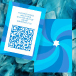 Moderne wervelster van David QR Code Bar Bat Mitsw Informatiekaartje<br><div class="desc">Perfecte behuizing of RSVP-kaart voor een bat mitswa, bar mitswa of andere Joodse viering! Met de hand gemaakte kunst voor jou. VOLLEDIG ! Klik hierboven op "Personaliseer" om de tekst te bewerken en uw link toe te voegen aan de QR-code. Klik op "bewerken met het ontwerpgereedschap" om de lettertypen, kleuren...</div>