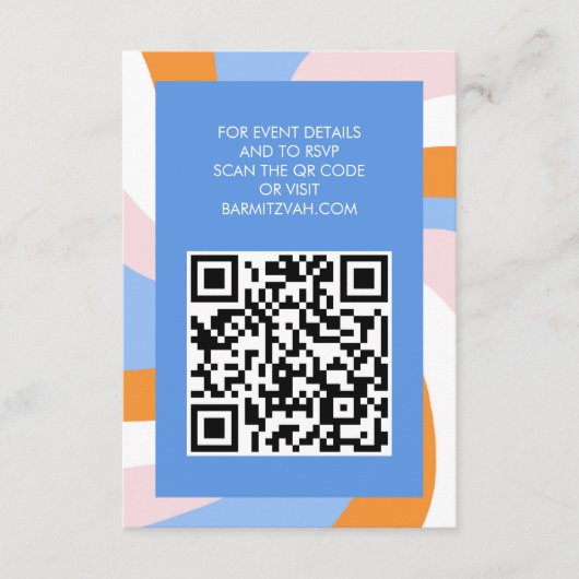 Moderne wervelster van David QR Code Bar Bat Mitsw Informatiekaartje (Voorkant)