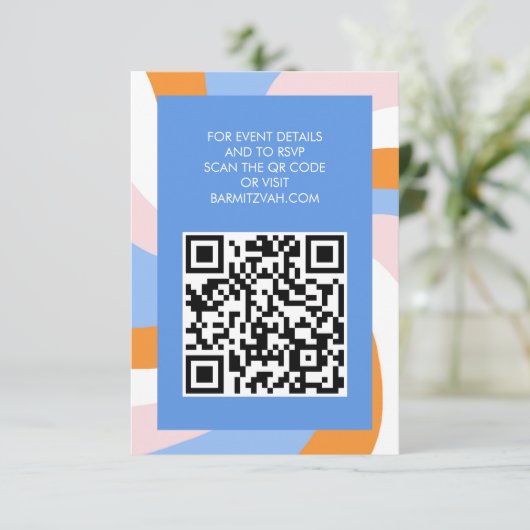 Moderne wervelster van David QR Code Bar Bat Mitsw Informatiekaartje (Staand voorkant)