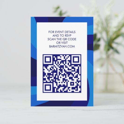 Moderne wervelster van David QR Code Bar Bat Mitsw Informatiekaartje (Staand voorkant)