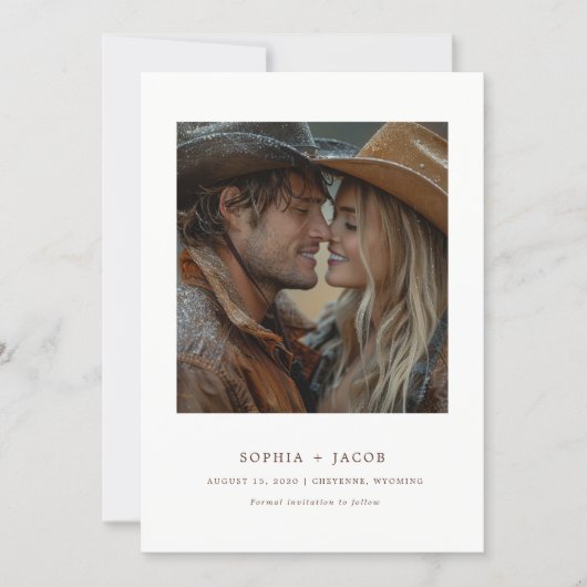 Moderne western foto laarzen Save the Date Kaart (Voorkant)