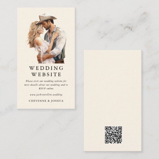 Moderne Westerne Boho bruiloft website Informatiekaartje (Voorkant / Achterkant)