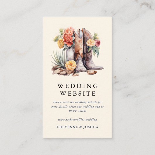 Moderne Westerne Boho bruiloft website Informatiekaartje (Voorkant)