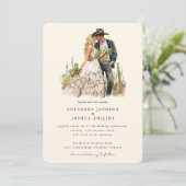 Moderne Westerne Boho paar woestijn bruiloft Kaart (Staand voorkant)