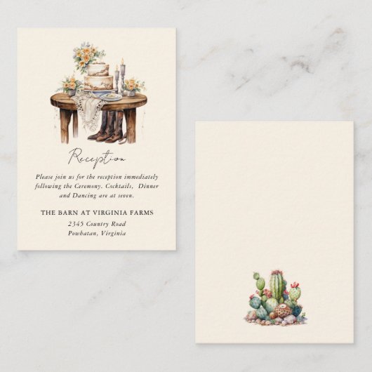 Moderne Westerne Cowboy rustieke land bruiloft Informatiekaartje (Voorkant / Achterkant)