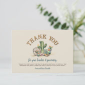 Moderne Westerne Cowgirl rustieke Cactus Dank u Bedankkaart (Staand voorkant)