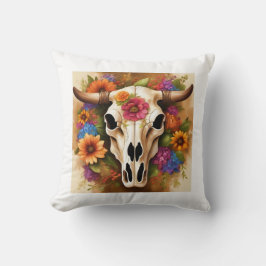 Moderne Westerne Koe Schedel met Bloemen Sierkusse Kussen