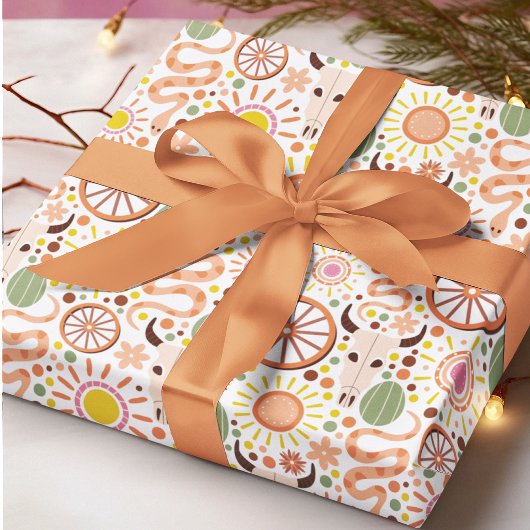 Moderne Westerne Koe Skull Desert Zonnebeeld Cadeaupapier