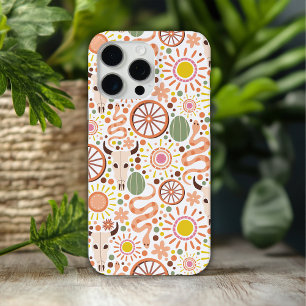 Moderne Westerne Koe Skull Desert Zonnebeeld iPhone 15 Pro Max Hoesje