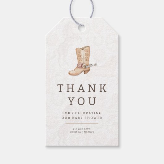 Moderne Westerne Rodeo Waterverf Baby shower Favor Cadeaulabel (Voorkant)